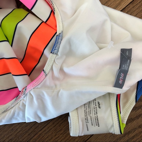 Aerie One Piece Swimsuit Neon Stripes Raceback Cheeky Size Small NWOT - Picture 5 of 5